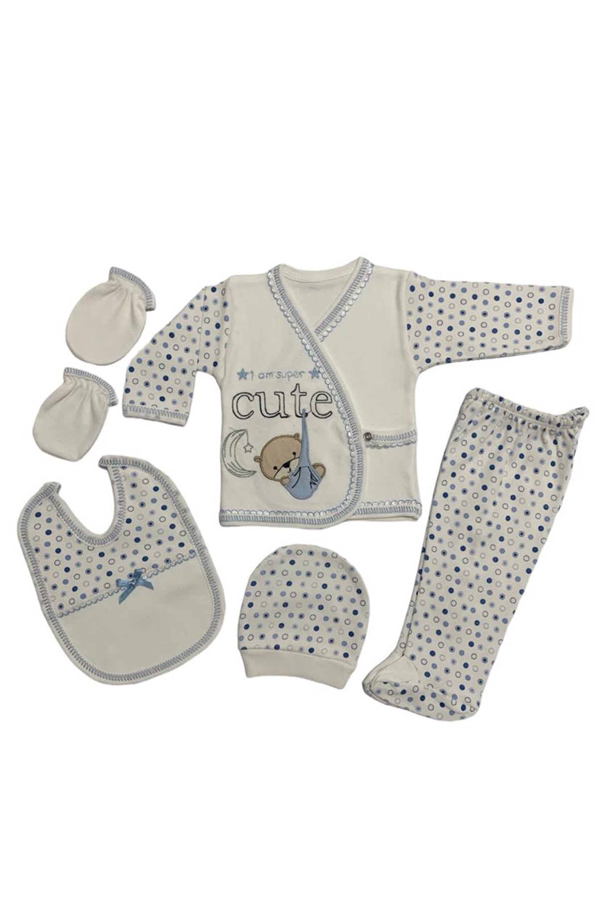 لباس خروجی بیمارستان نوزاد پسرانه  baby kids colors با کد BKCCUTE5'Lİ01